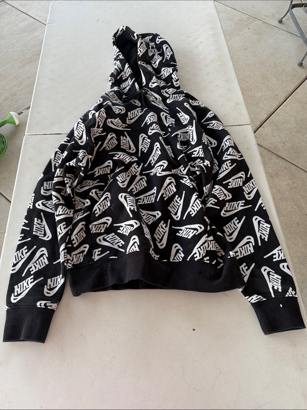 Nike Black Hoodie with White Allover Logo Print - Men's Pullover